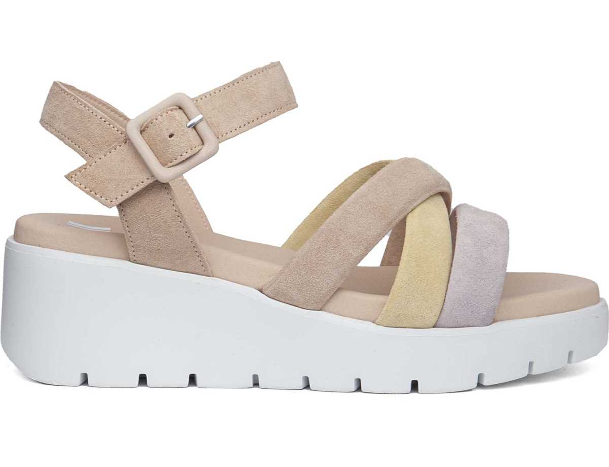 Sandalias Cuña Callaghan 32000 Bera Mujer Morados Amarillos Beige | KTC3883KA